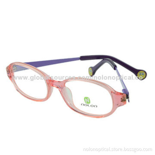 Crystal pink acetate front with metal temple eyeglass frames for unisex, customized logo and size